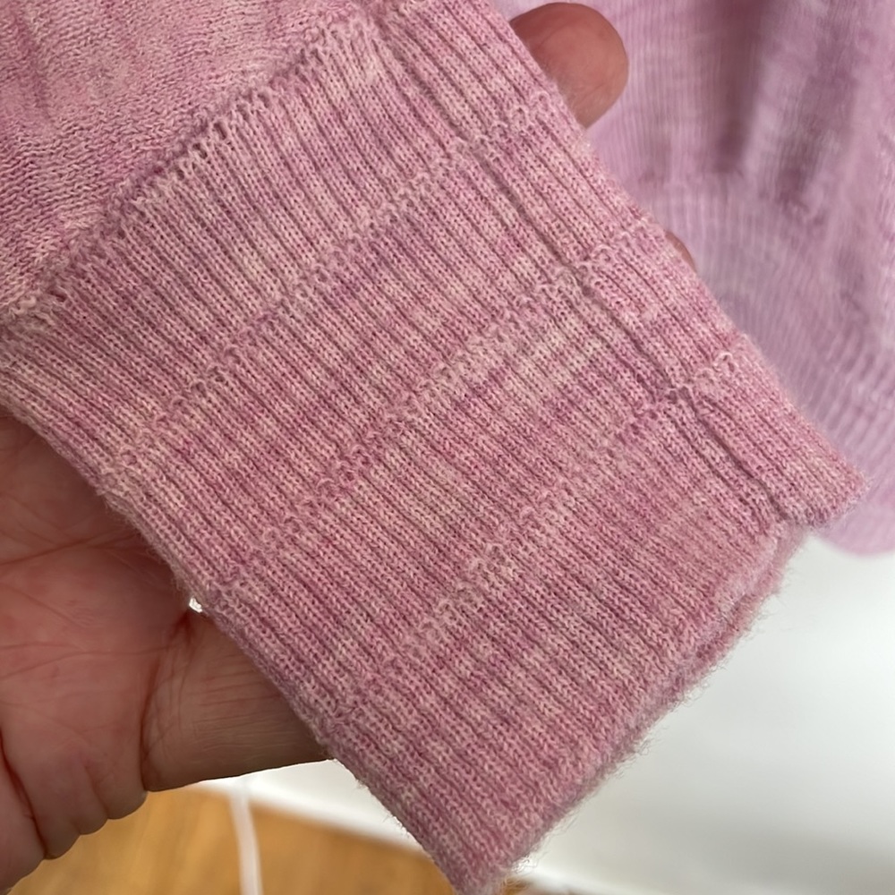 KNITTED & KNOTTED 100% Wool Blush Heathered Pink Scoop Neck Sweater, Size Small - Picture 6 of 7